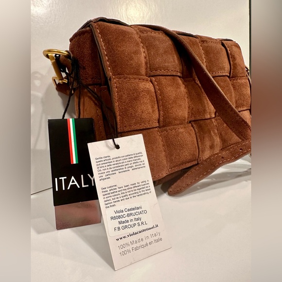 New! Viola Castellani Milano Italy Medium Crossbody Bag Cinnamon Brown - Picture 2 of 9